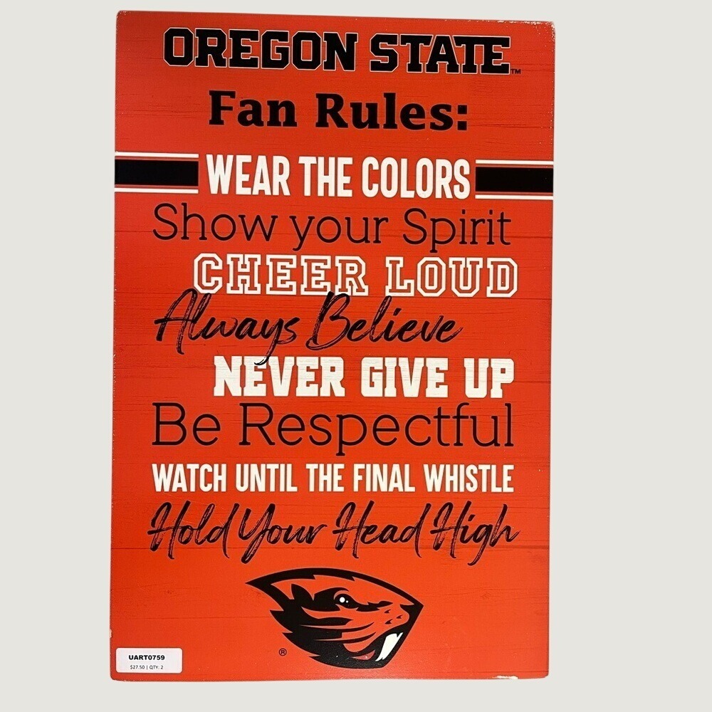 Oregon State Fan Rules Wooden Wall Decor Orange Black Beavers